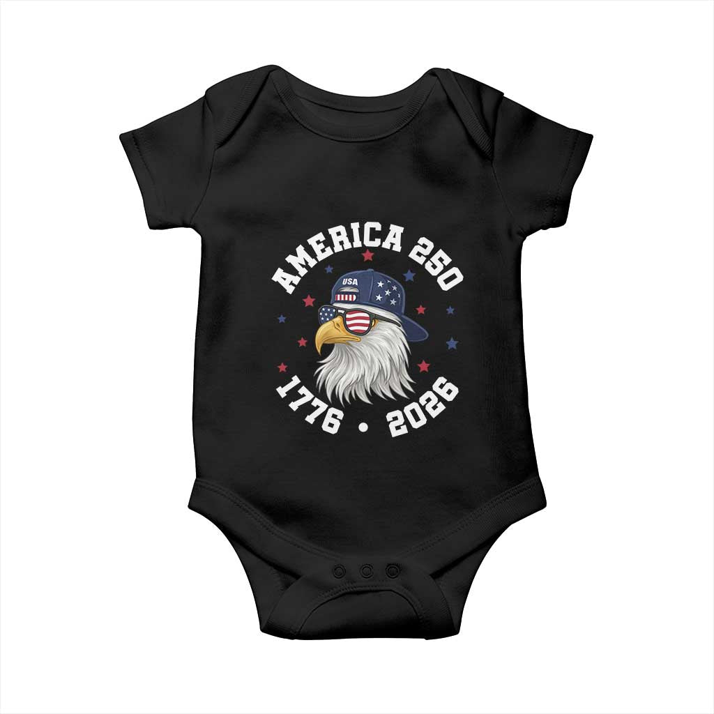 250 Years American Anniversary Baby Onesie Patriotic Bald Eagle Fourth of July TS14 Black Print Your Wear