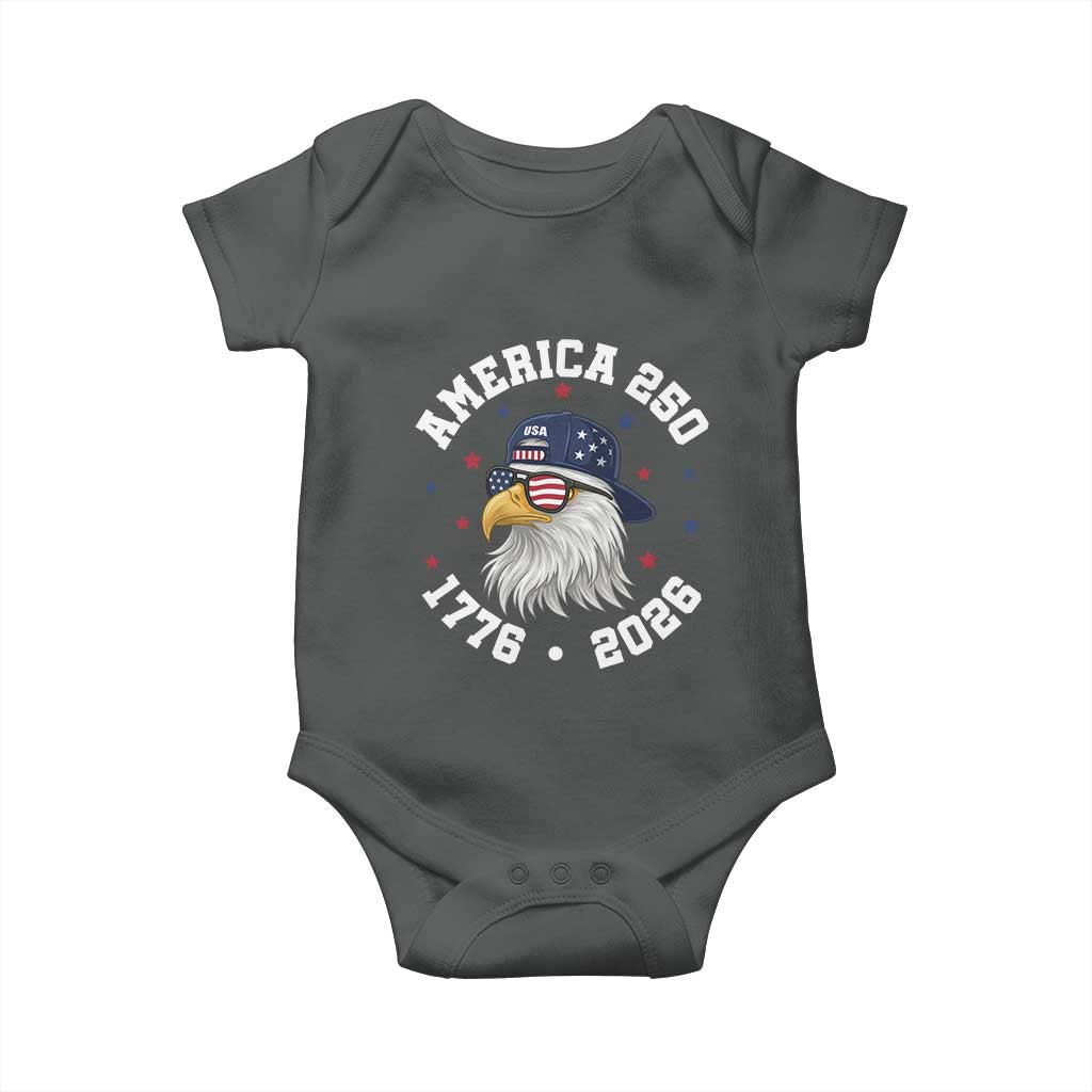 250 Years American Anniversary Baby Onesie Patriotic Bald Eagle Fourth of July TS14 Dark Heather Print Your Wear
