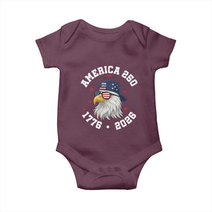 250 Years American Anniversary Baby Onesie Patriotic Bald Eagle Fourth of July TS14 Maroon Print Your Wear