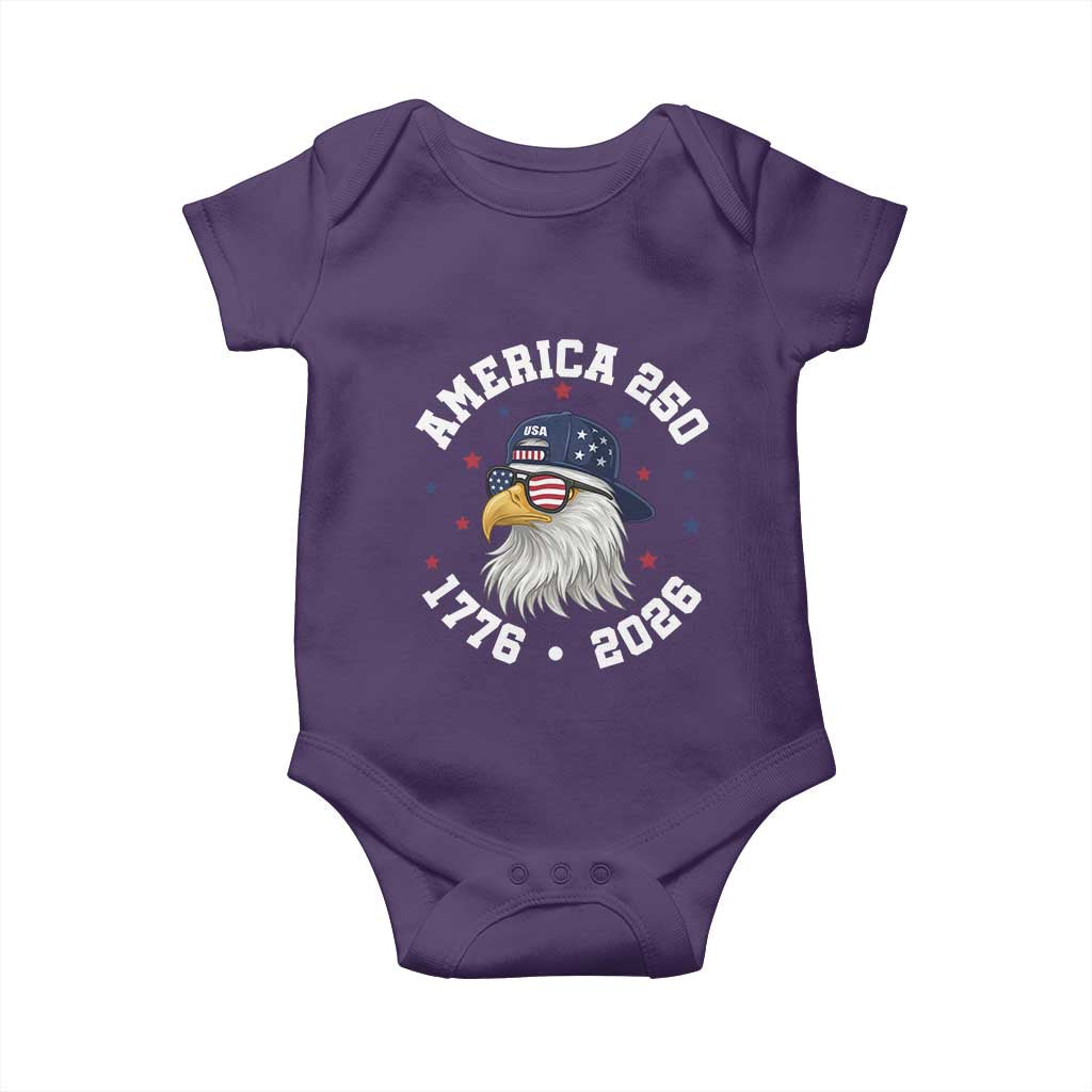 250 Years American Anniversary Baby Onesie Patriotic Bald Eagle Fourth of July TS14 Purple Print Your Wear