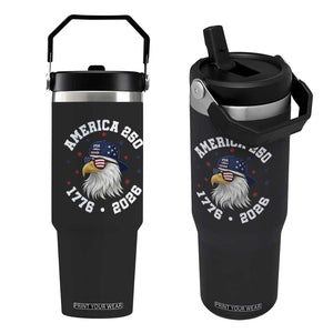 250 Years American Anniversary Flip Straw Tumbler Patriotic Bald Eagle Fourth of July TS14 One Size: 30 oz Black Print Your Wear