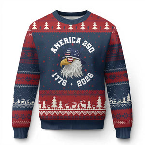 250 Years American Anniversary Ugly Christmas Sweater Patriotic Bald Eagle Fourth of July TS14 Navy Red Print Your Wear