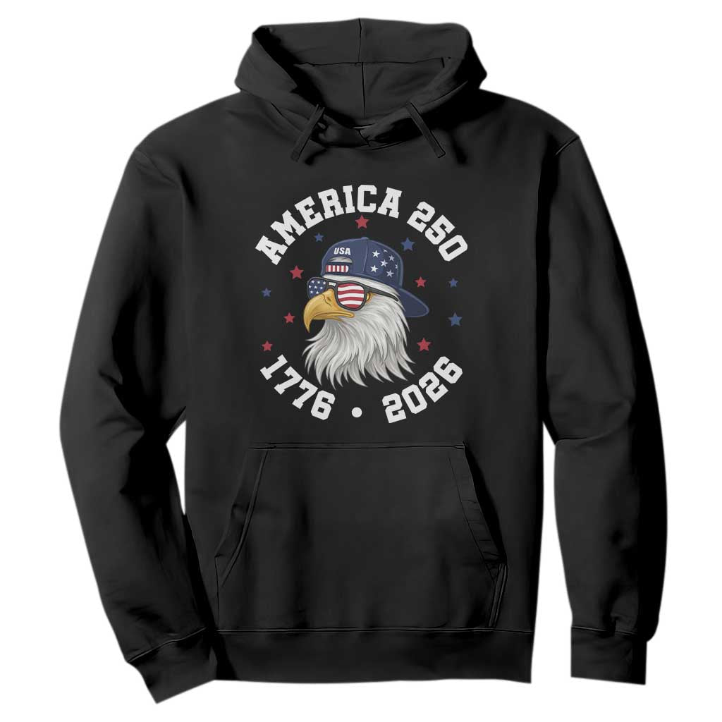 250 Years American Anniversary Hoodie Patriotic Bald Eagle Fourth of July TS14 Black Print Your Wear