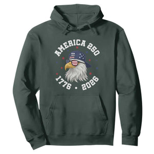 250 Years American Anniversary Hoodie Patriotic Bald Eagle Fourth of July TS14 Dark Forest Green Print Your Wear