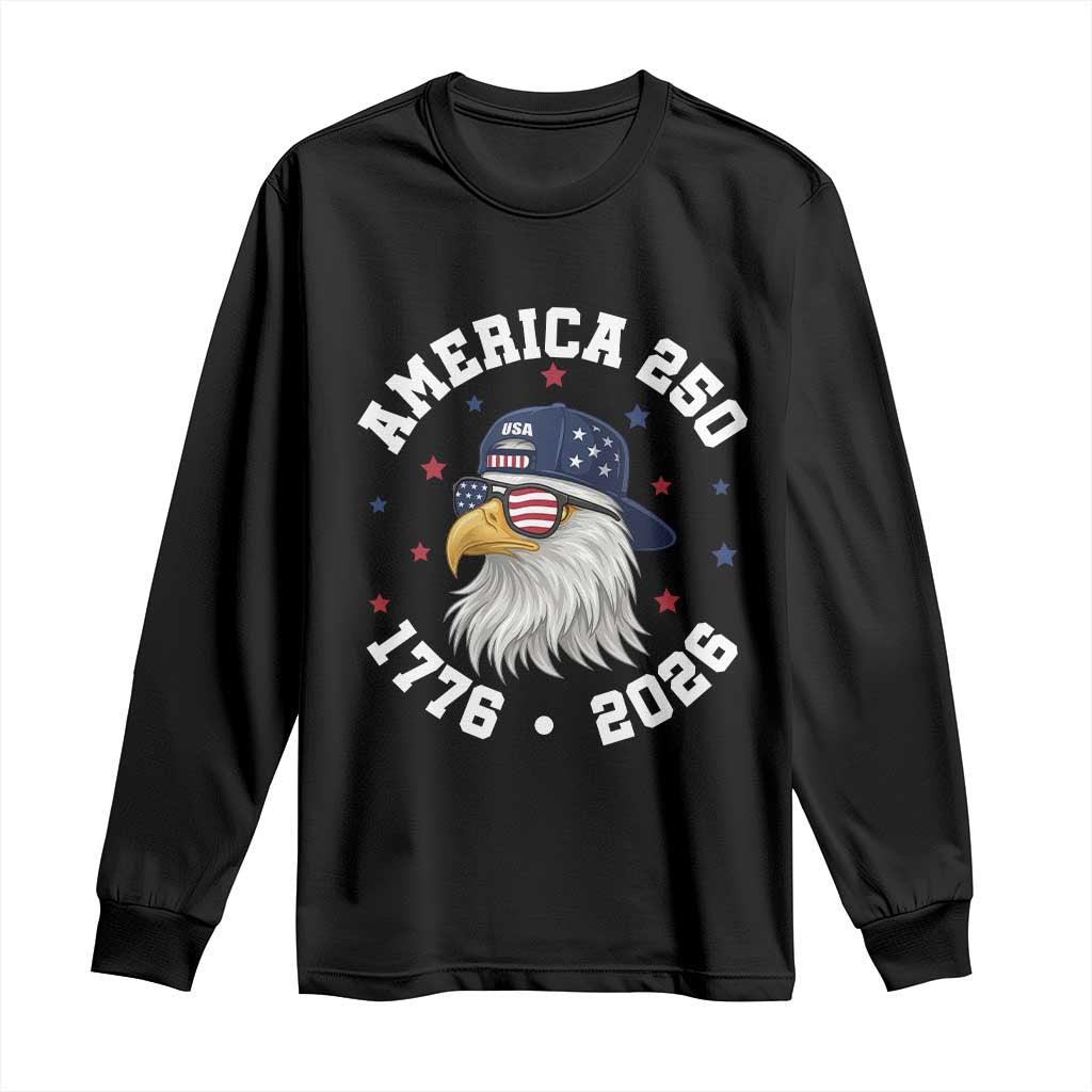 250 Years American Anniversary Long Sleeve Shirt Patriotic Bald Eagle Fourth of July TS14 Black Print Your Wear