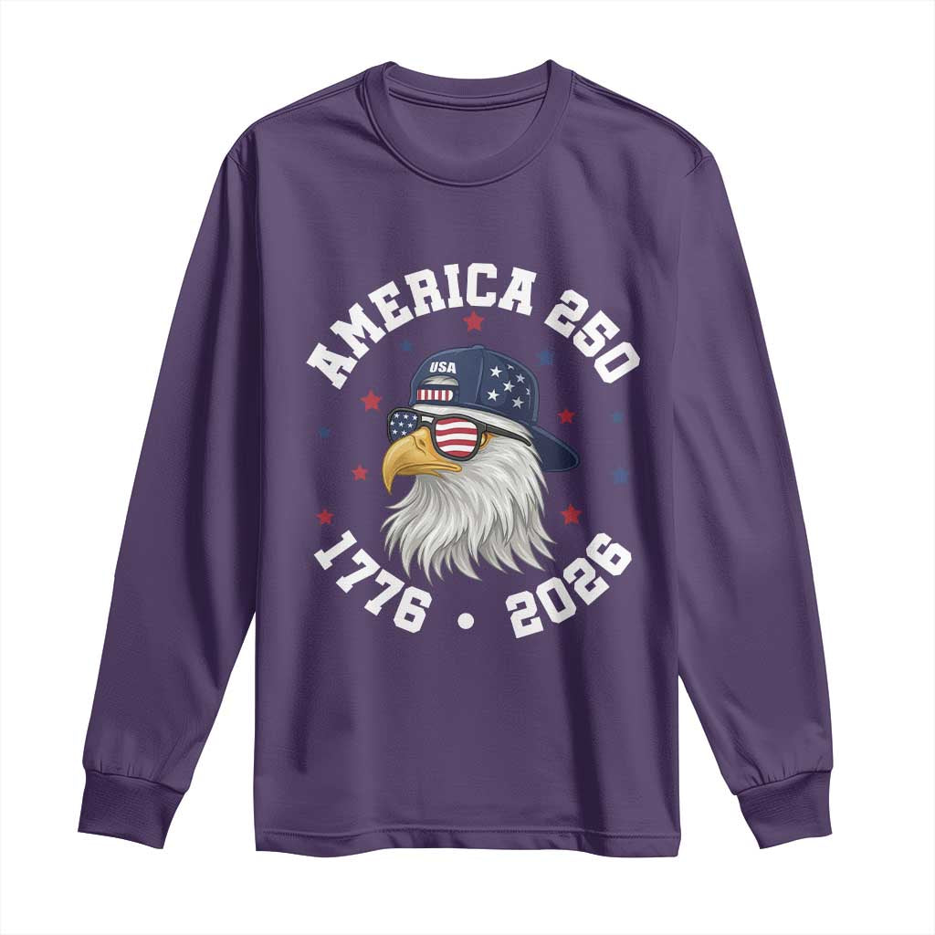 250 Years American Anniversary Long Sleeve Shirt Patriotic Bald Eagle Fourth of July TS14 Purple Print Your Wear