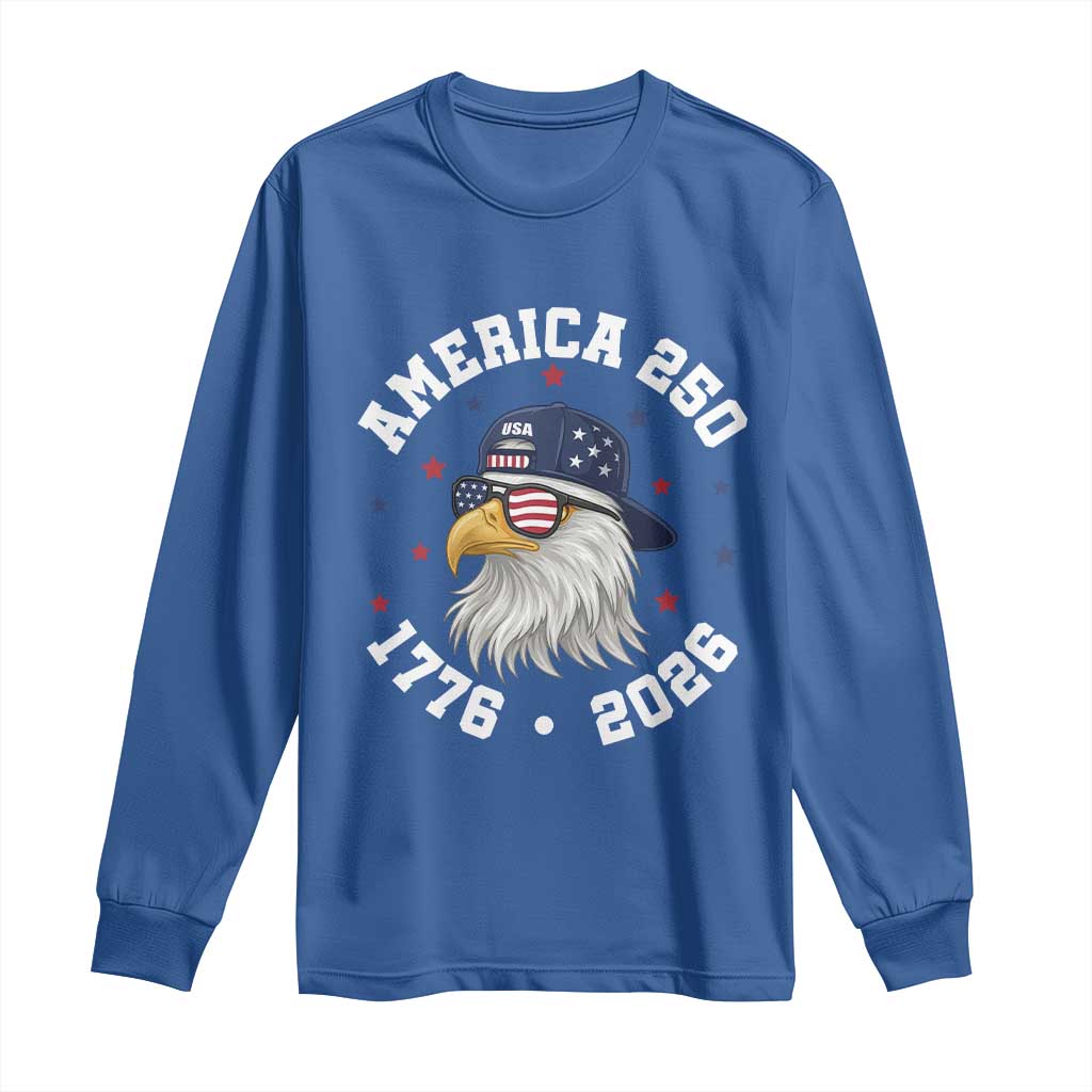 250 Years American Anniversary Long Sleeve Shirt Patriotic Bald Eagle Fourth of July TS14 Royal Blue Print Your Wear