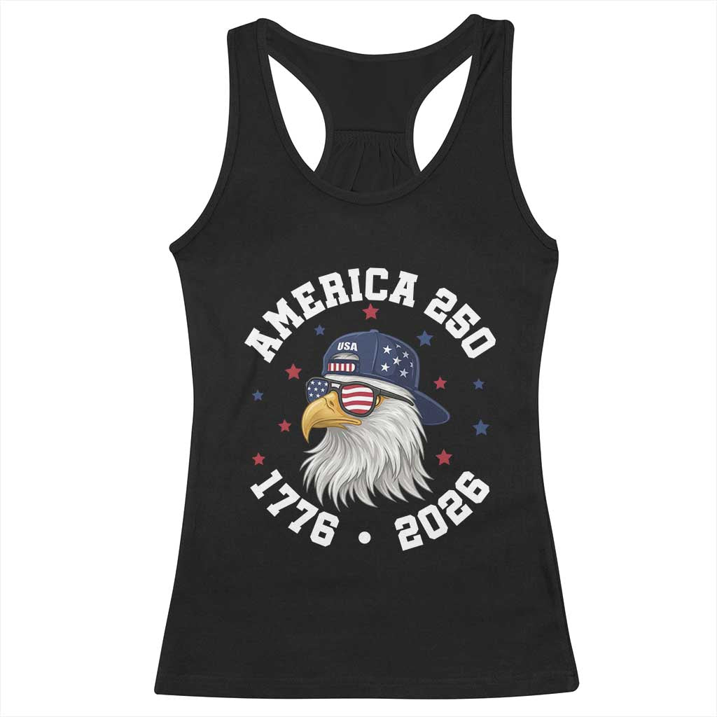 250 Years American Anniversary Racerback Tank Top Patriotic Bald Eagle Fourth of July TS14 Black Print Your Wear