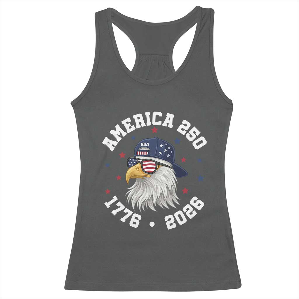 250 Years American Anniversary Racerback Tank Top Patriotic Bald Eagle Fourth of July TS14 Dark Heather Print Your Wear