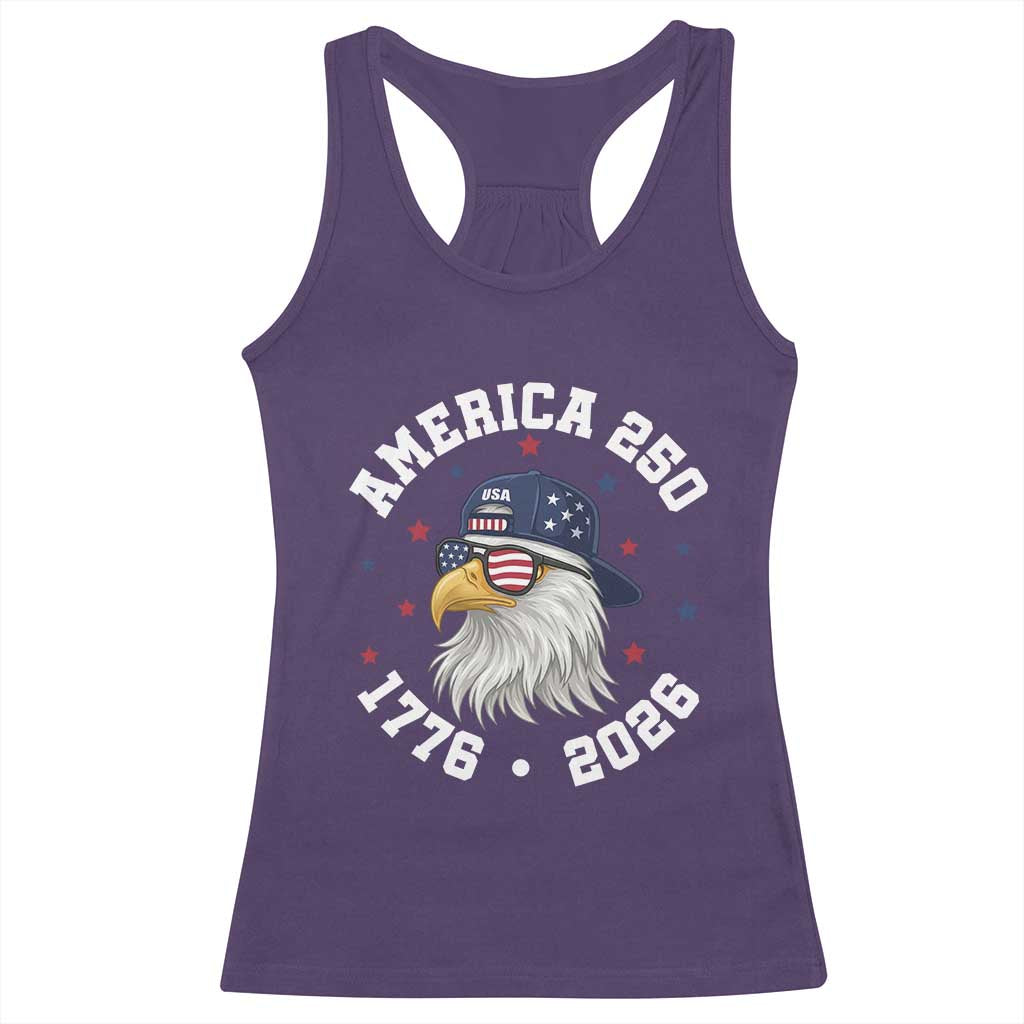 250 Years American Anniversary Racerback Tank Top Patriotic Bald Eagle Fourth of July TS14 Purple Print Your Wear