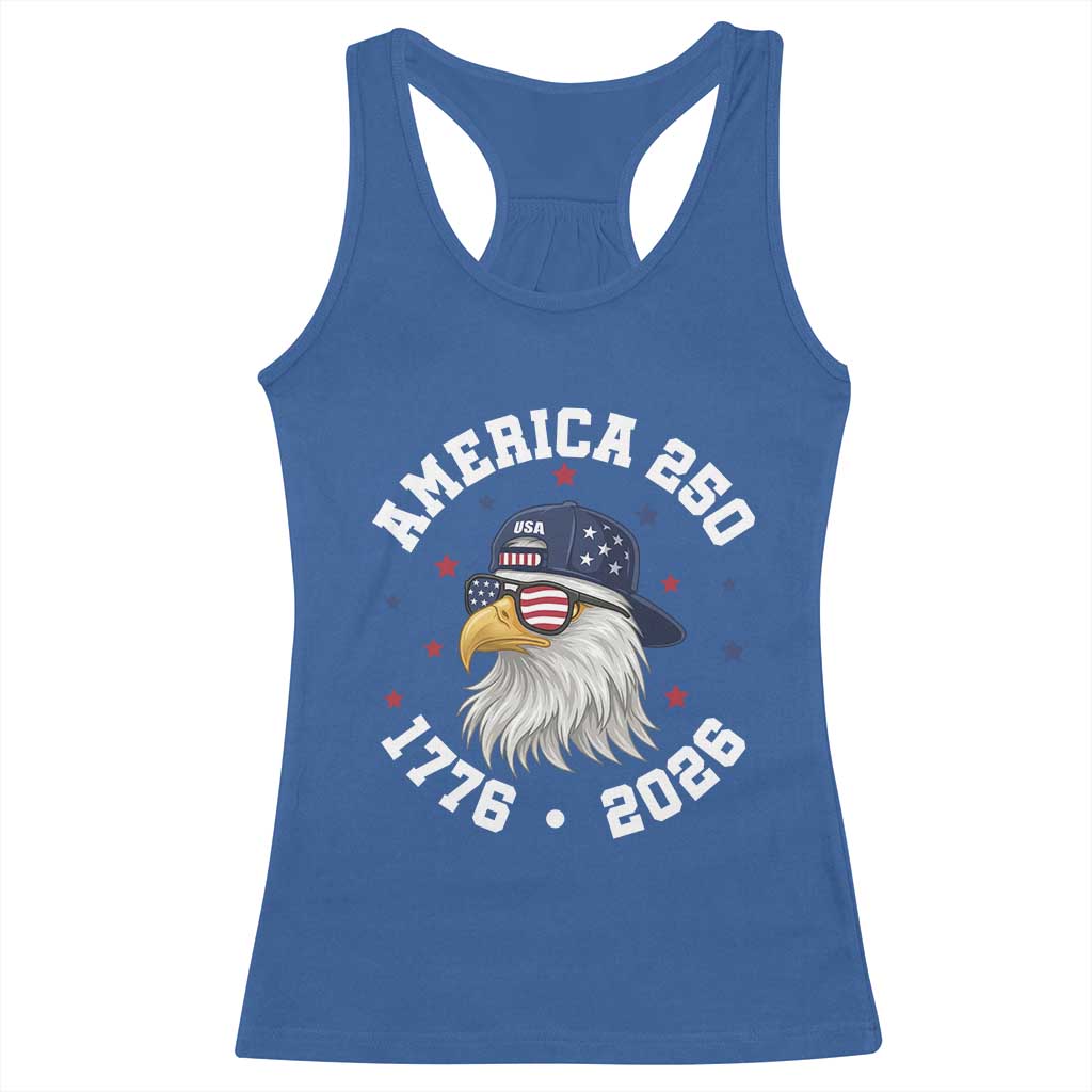 250 Years American Anniversary Racerback Tank Top Patriotic Bald Eagle Fourth of July TS14 Royal Blue Print Your Wear