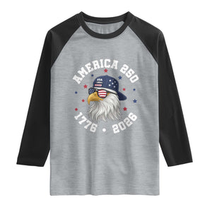250 Years American Anniversary Raglan Shirt Patriotic Bald Eagle Fourth of July TS14 Heather Gray Black Print Your Wear