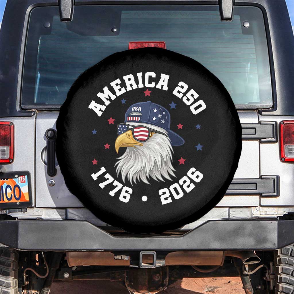 250 Years American Anniversary Spare Tire Cover Patriotic Bald Eagle Fourth of July TS14 No hole Black Print Your Wear