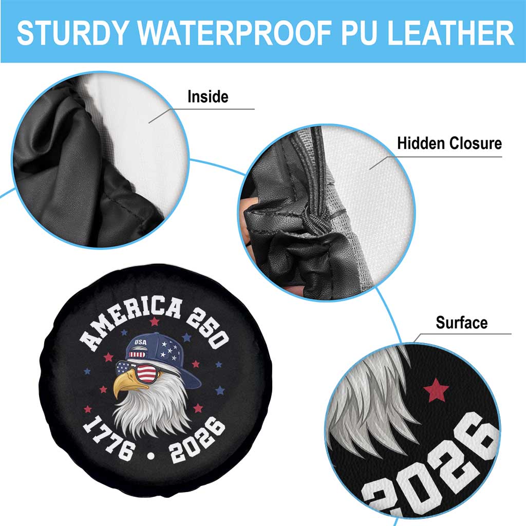 250 Years American Anniversary Spare Tire Cover Patriotic Bald Eagle Fourth of July TS14 Print Your Wear