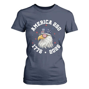 250 Years American Anniversary T Shirt For Women Patriotic Bald Eagle Fourth of July TS14 Navy Print Your Wear