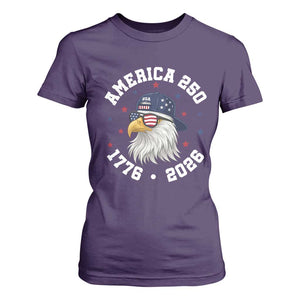 250 Years American Anniversary T Shirt For Women Patriotic Bald Eagle Fourth of July TS14 Purple Print Your Wear