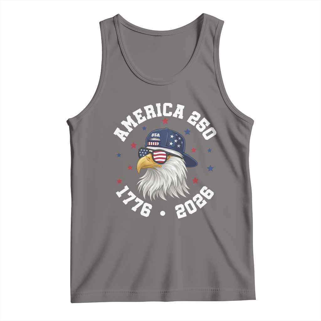 250 Years American Anniversary Tank Top Patriotic Bald Eagle Fourth of July TS14 Deep Heather Print Your Wear
