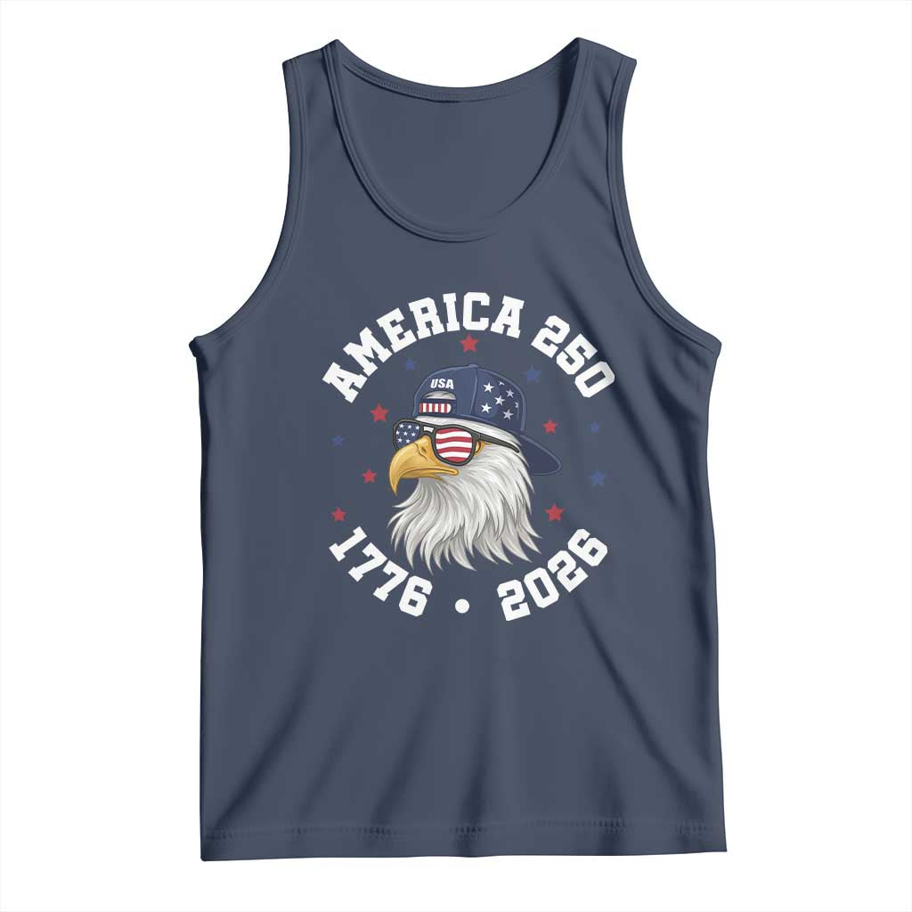 250 Years American Anniversary Tank Top Patriotic Bald Eagle Fourth of July TS14 Navy Print Your Wear