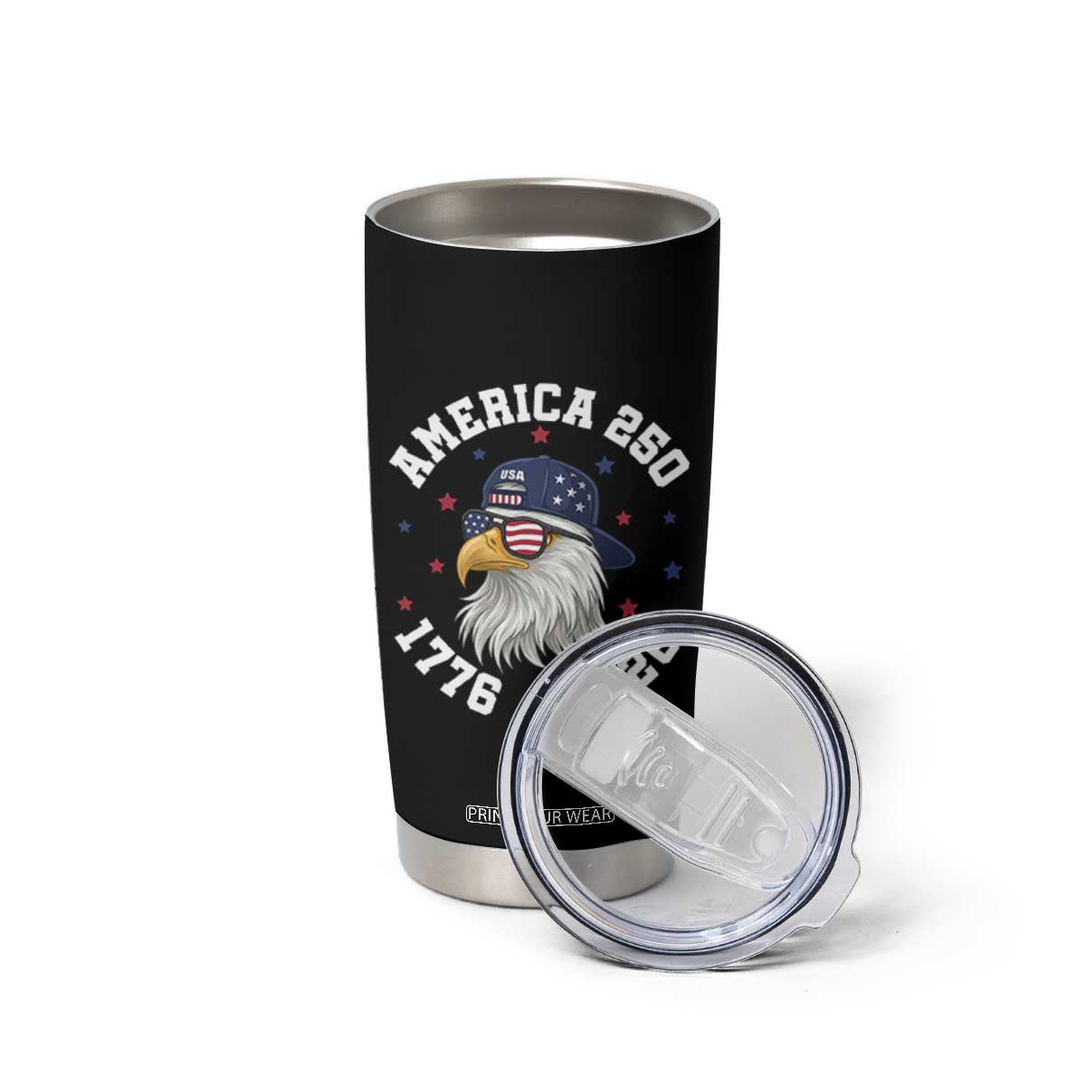 250 Years American Anniversary Tumbler Cup Patriotic Bald Eagle Fourth of July TS14 Print Your Wear
