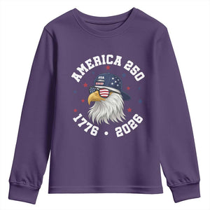 250 Years American Anniversary Youth Sweatshirt Patriotic Bald Eagle Fourth of July TS14 Purple Print Your Wear