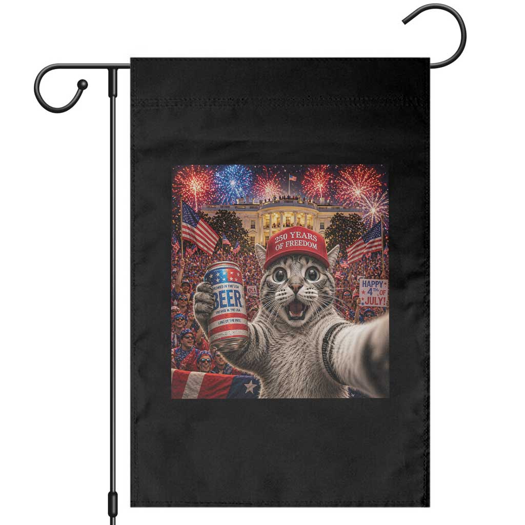 250 Years Of Freedom Garden Flag Funny Cat Selfie 4th of July Party TS14 Black Print Your Wear