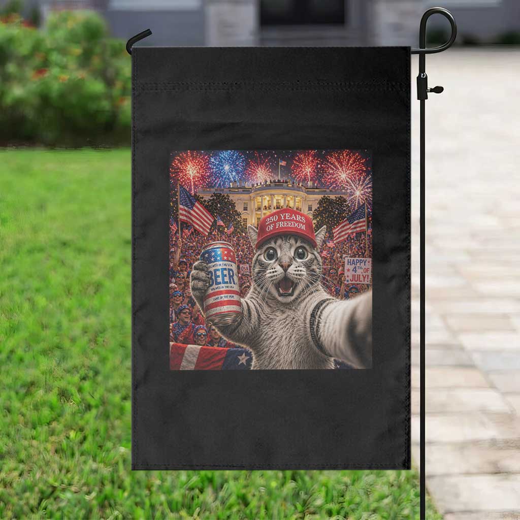 250 Years Of Freedom Garden Flag Funny Cat Selfie 4th of July Party TS14 Print Your Wear