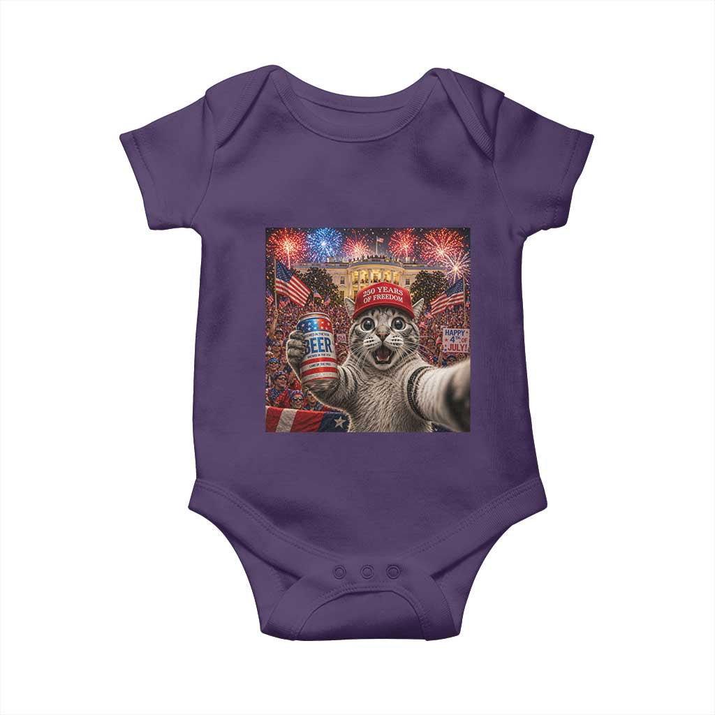 250 Years Of Freedom Baby Onesie Funny Cat Selfie 4th of July Party TS14 Purple Print Your Wear