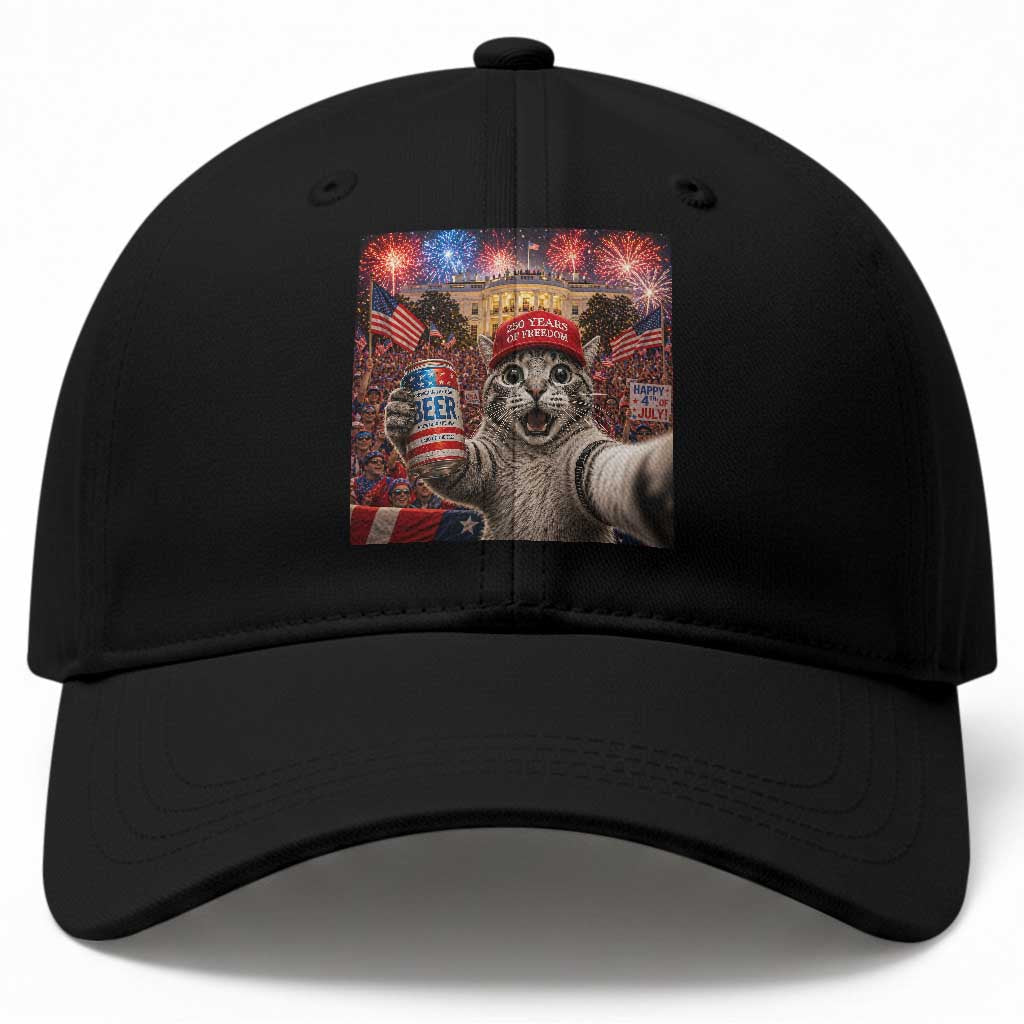 250 Years Of Freedom Baseball Cap Funny Cat Selfie 4th of July Party TS14 Print Your Wear
