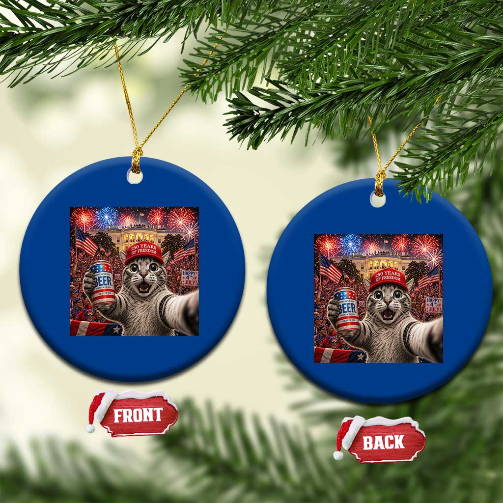 250 Years Of Freedom Ceramic Ornament Funny Cat Selfie 4th of July Party TS14 1pc Blue Print Your Wear