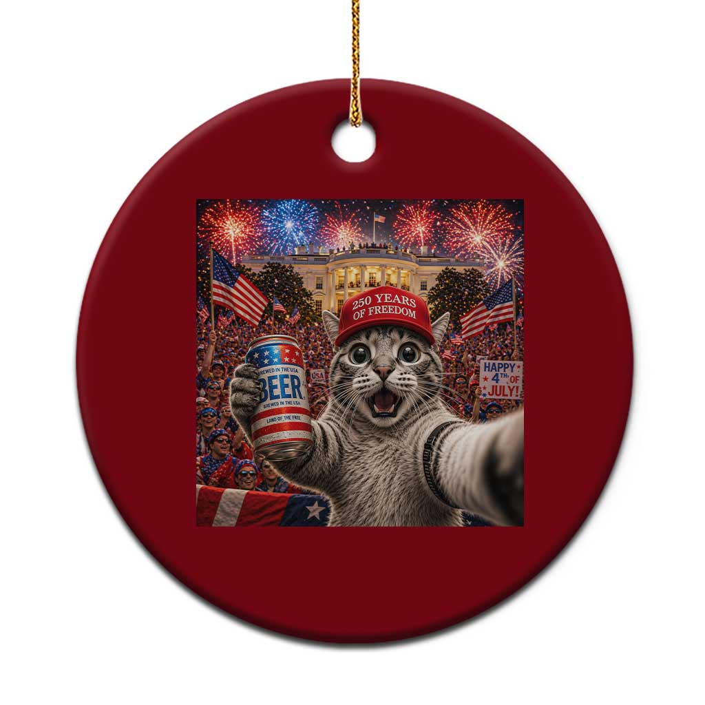 250 Years Of Freedom Ceramic Ornament Funny Cat Selfie 4th of July Party TS14 1pc Red Print Your Wear