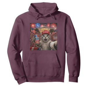250 Years Of Freedom Hoodie Funny Cat Selfie 4th of July Party TS14 Maroon Print Your Wear