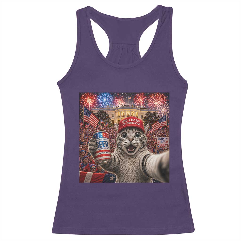 250 Years Of Freedom Racerback Tank Top Funny Cat Selfie 4th of July Party TS14 Purple Print Your Wear