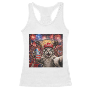 250 Years Of Freedom Racerback Tank Top Funny Cat Selfie 4th of July Party TS14 White Print Your Wear