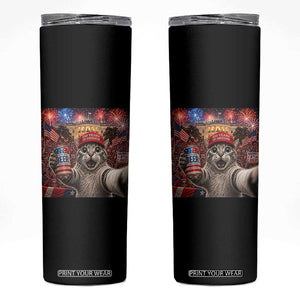 250 Years Of Freedom Skinny Tumbler Funny Cat Selfie 4th of July Party TS14 Black Print Your Wear