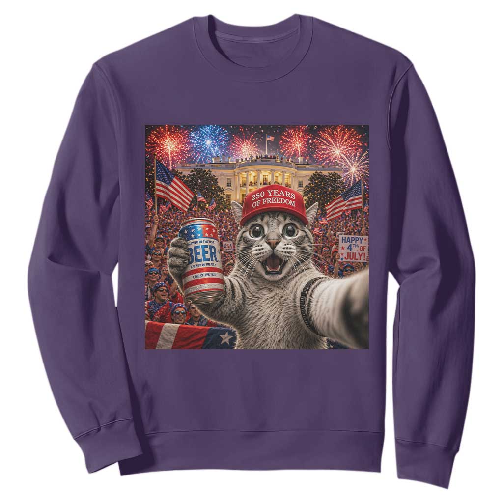 250 Years Of Freedom Sweatshirt Funny Cat Selfie 4th of July Party TS14 Purple Print Your Wear