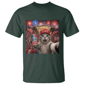 250 Years Of Freedom T Shirt Funny Cat Selfie 4th of July Party TS14 Dark Forest Green Print Your Wear