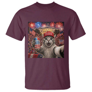 250 Years Of Freedom T Shirt Funny Cat Selfie 4th of July Party TS14 Maroon Print Your Wear