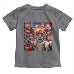 250 Years Of Freedom Toddler T Shirt Funny Cat Selfie 4th of July Party TS14 Charcoal Print Your Wear