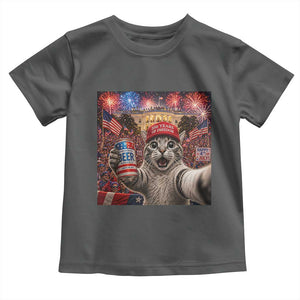 250 Years Of Freedom Toddler T Shirt Funny Cat Selfie 4th of July Party TS14 Dark Heather Print Your Wear