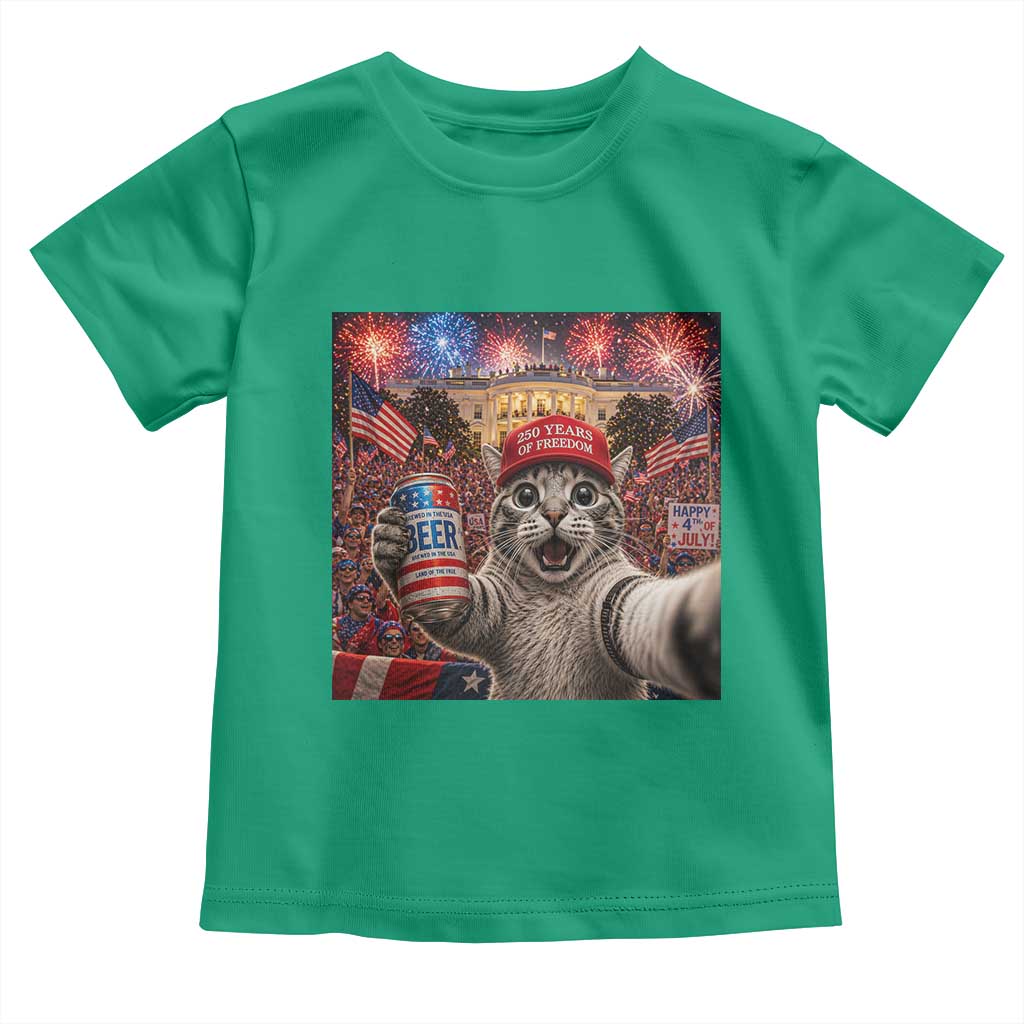 250 Years Of Freedom Toddler T Shirt Funny Cat Selfie 4th of July Party TS14 Irish Green Print Your Wear