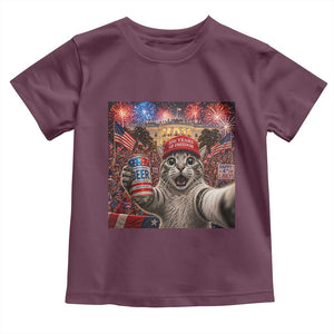 250 Years Of Freedom Toddler T Shirt Funny Cat Selfie 4th of July Party TS14 Maroon Print Your Wear