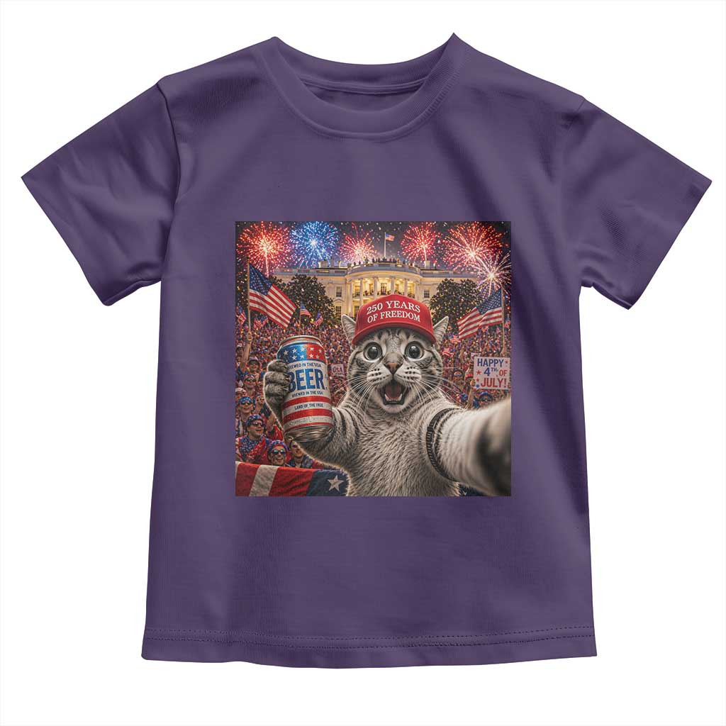 250 Years Of Freedom Toddler T Shirt Funny Cat Selfie 4th of July Party TS14 Purple Print Your Wear