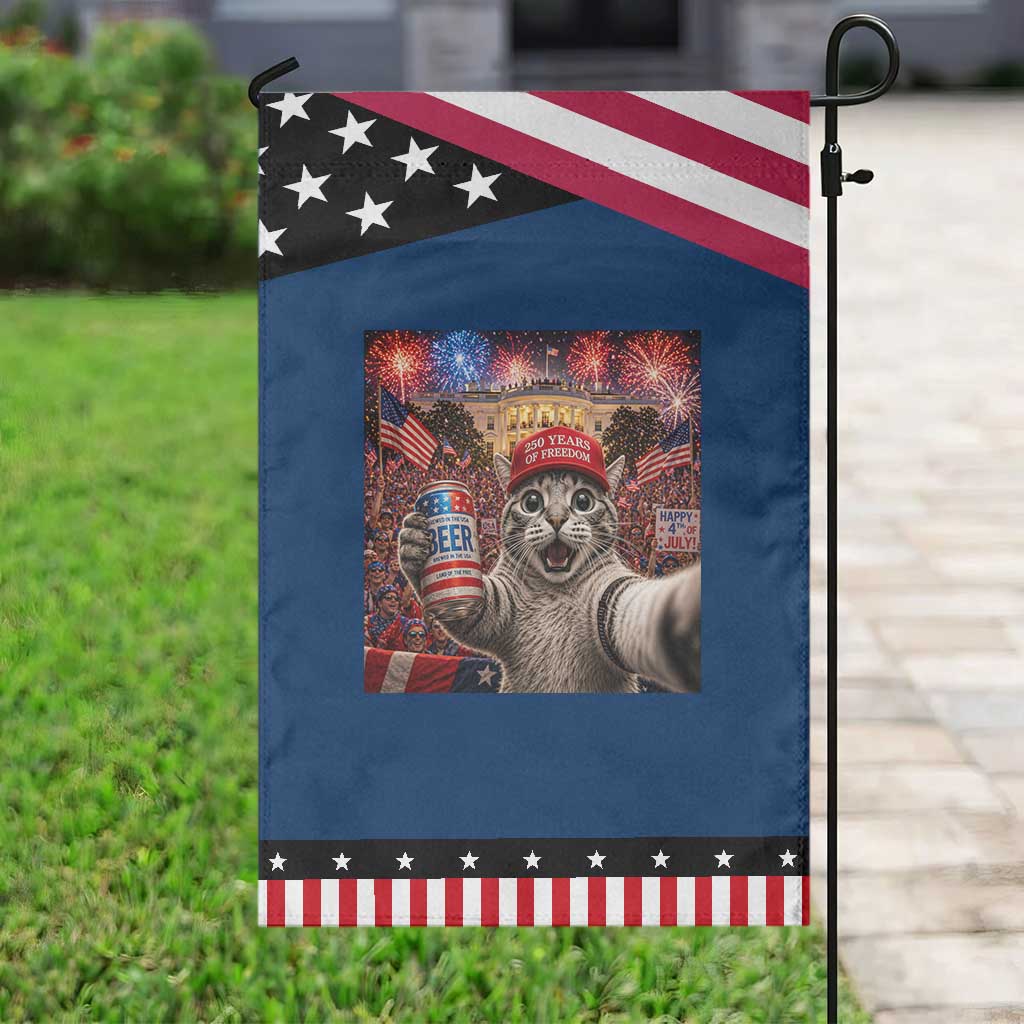 250 Years Of Freedom Patriotic Garden Flag Funny Cat Selfie 4th of July Party TS14 Classic Blue Black Print Your Wear