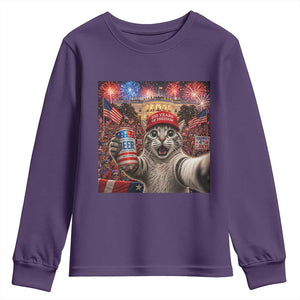 250 Years Of Freedom Youth Sweatshirt Funny Cat Selfie 4th of July Party TS14 Purple Print Your Wear