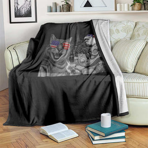 Funny Cat Selfie 4th of July Throw Blanket Patriotic Eagle American Flag Gift TS14 Print Your Wear