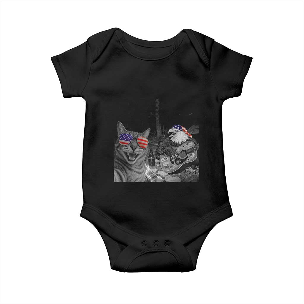 Funny Cat Selfie 4th of July Baby Onesie Patriotic Eagle American Flag Gift TS14 Black Print Your Wear