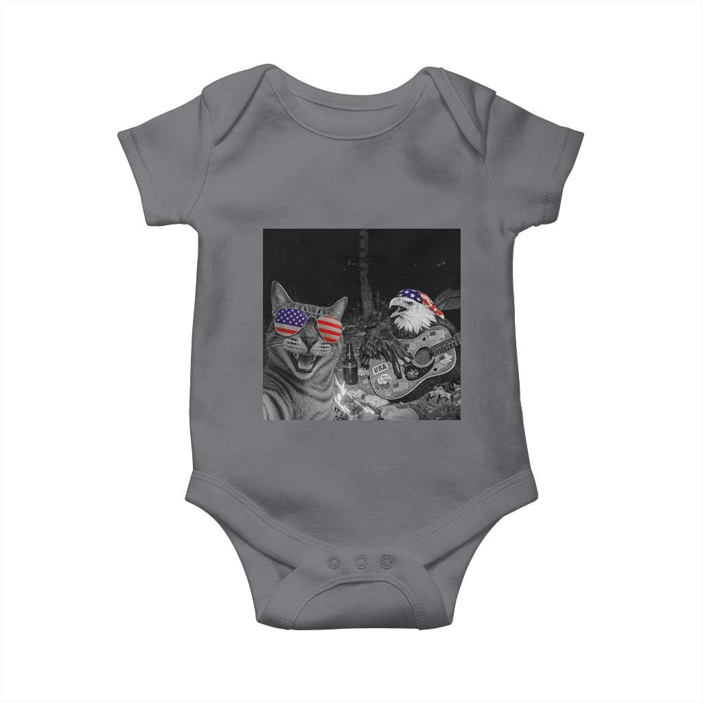 Funny Cat Selfie 4th of July Baby Onesie Patriotic Eagle American Flag Gift TS14 Charcoal Print Your Wear