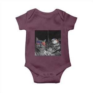Funny Cat Selfie 4th of July Baby Onesie Patriotic Eagle American Flag Gift TS14 Maroon Print Your Wear