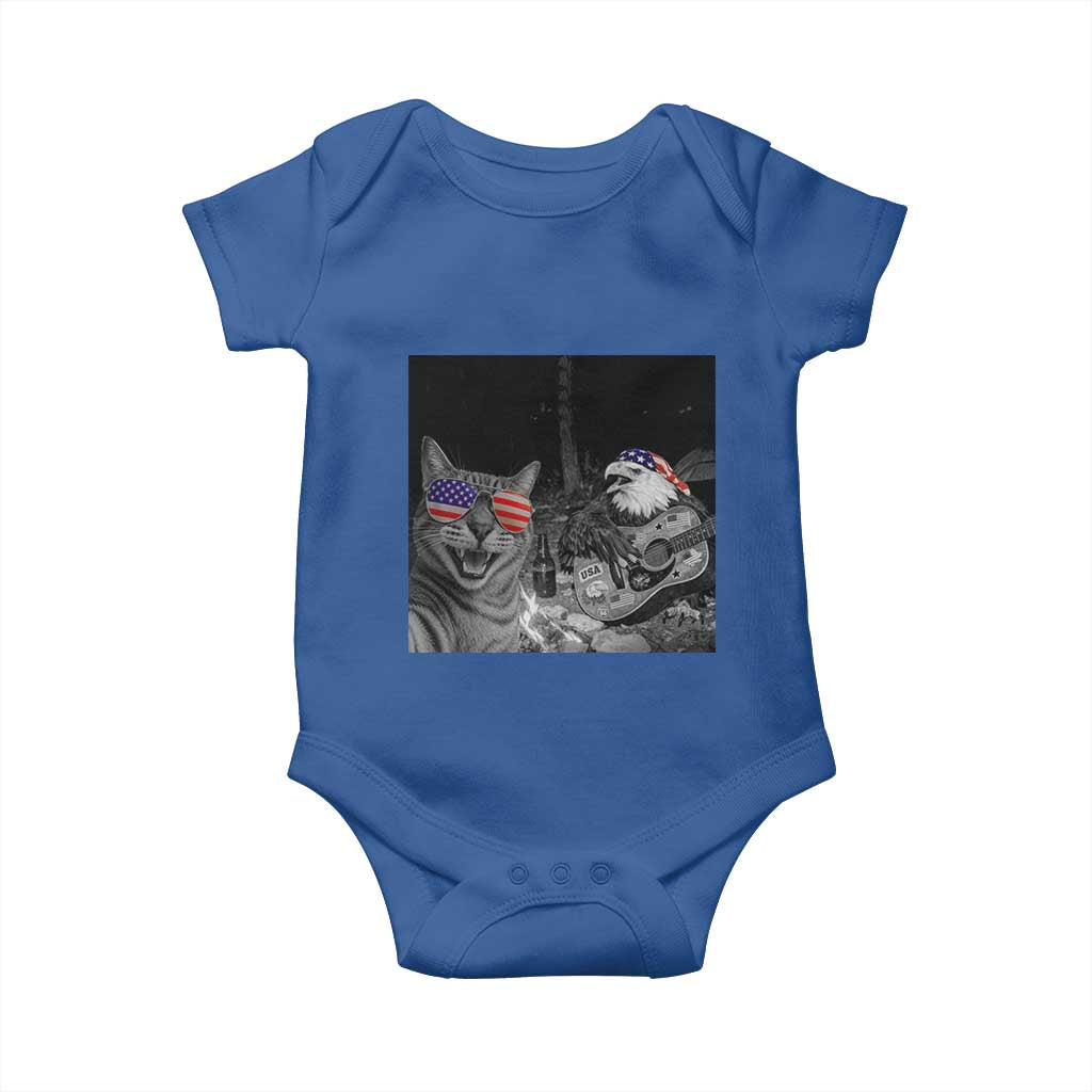 Funny Cat Selfie 4th of July Baby Onesie Patriotic Eagle American Flag Gift TS14 Royal Blue Print Your Wear
