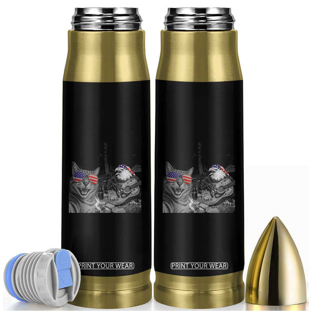 Funny Cat Selfie 4th of July Bullet Tumbler Patriotic Eagle American Flag Gift TS14 Black Print Your Wear